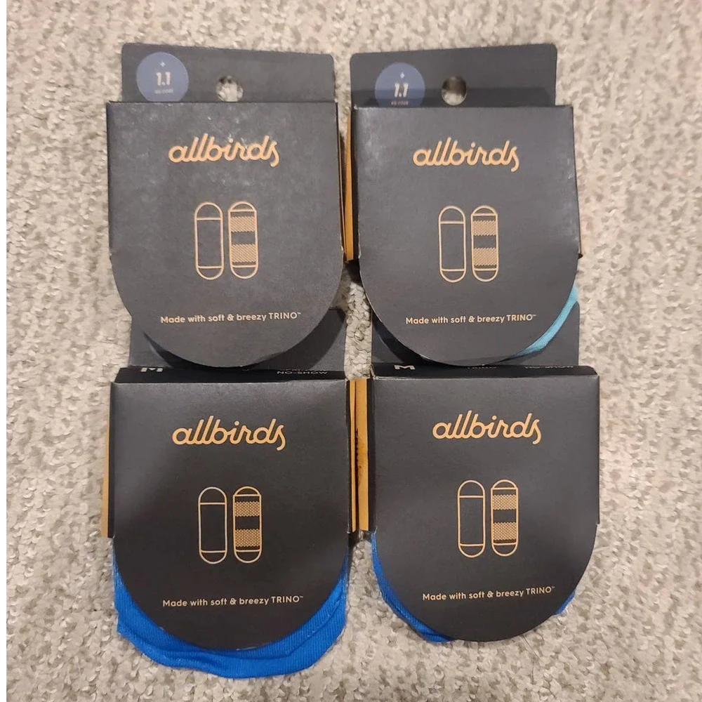 NWT allbirds Trino Sprinters No Show Socks LOT of 4 - MEDIUM Womens 8-10 / Men 8